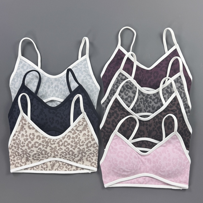 Sports Bra Racerback - 스포츠 브라 여성 레오파드 프린트 얇은
