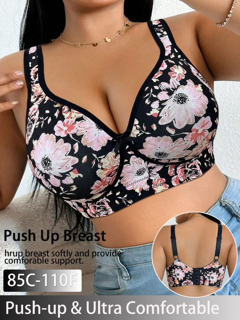 Full Coverage Bra - 플러스 사이즈 여성용 레이스 푸쉬업 브라,