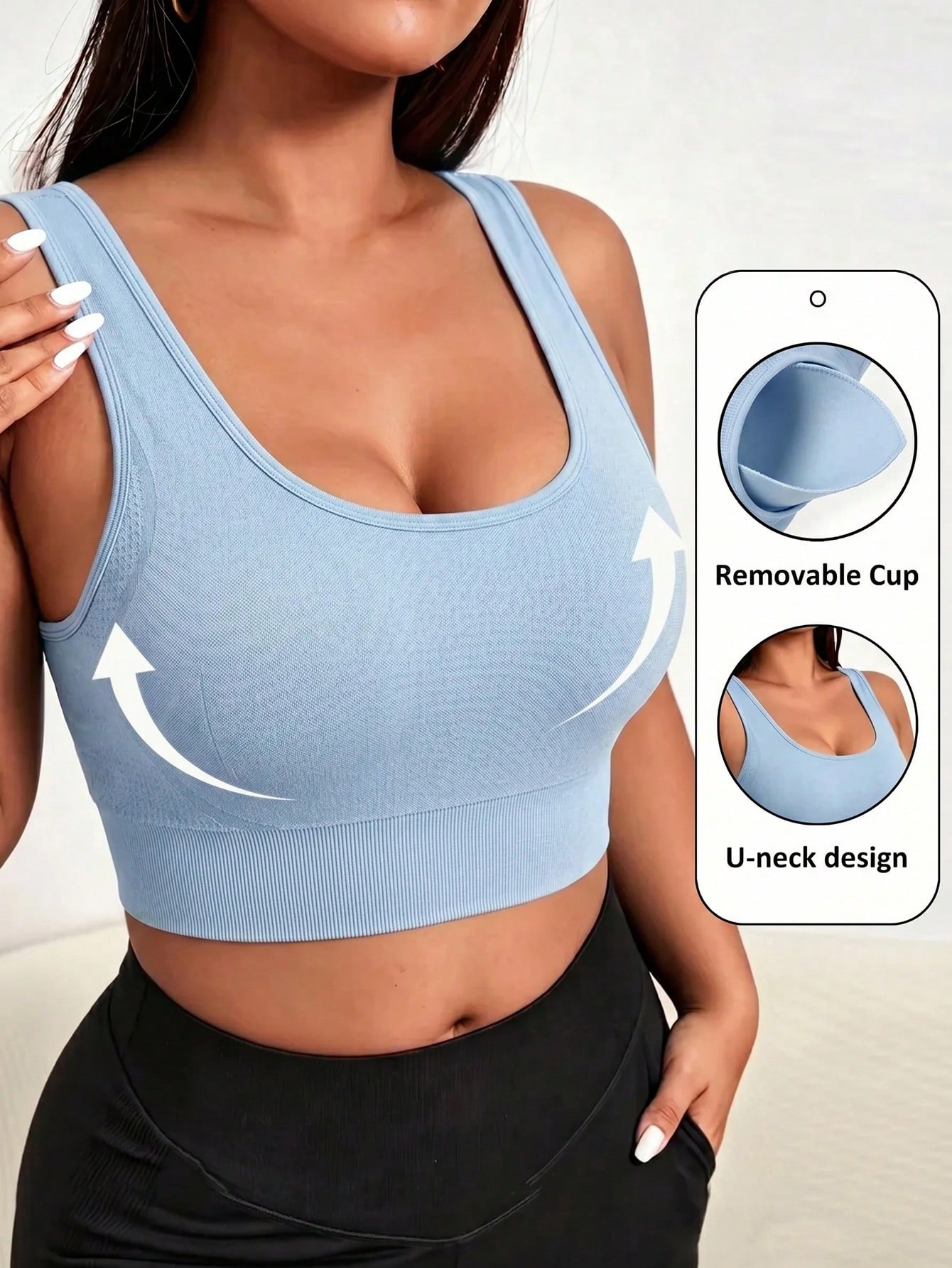 Sports Bra Racerback - 플러스 사이즈 여성용 심리스 스포츠 브라,